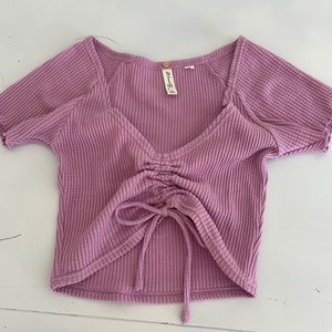 Pacsun waffle print crop top; xs; pink